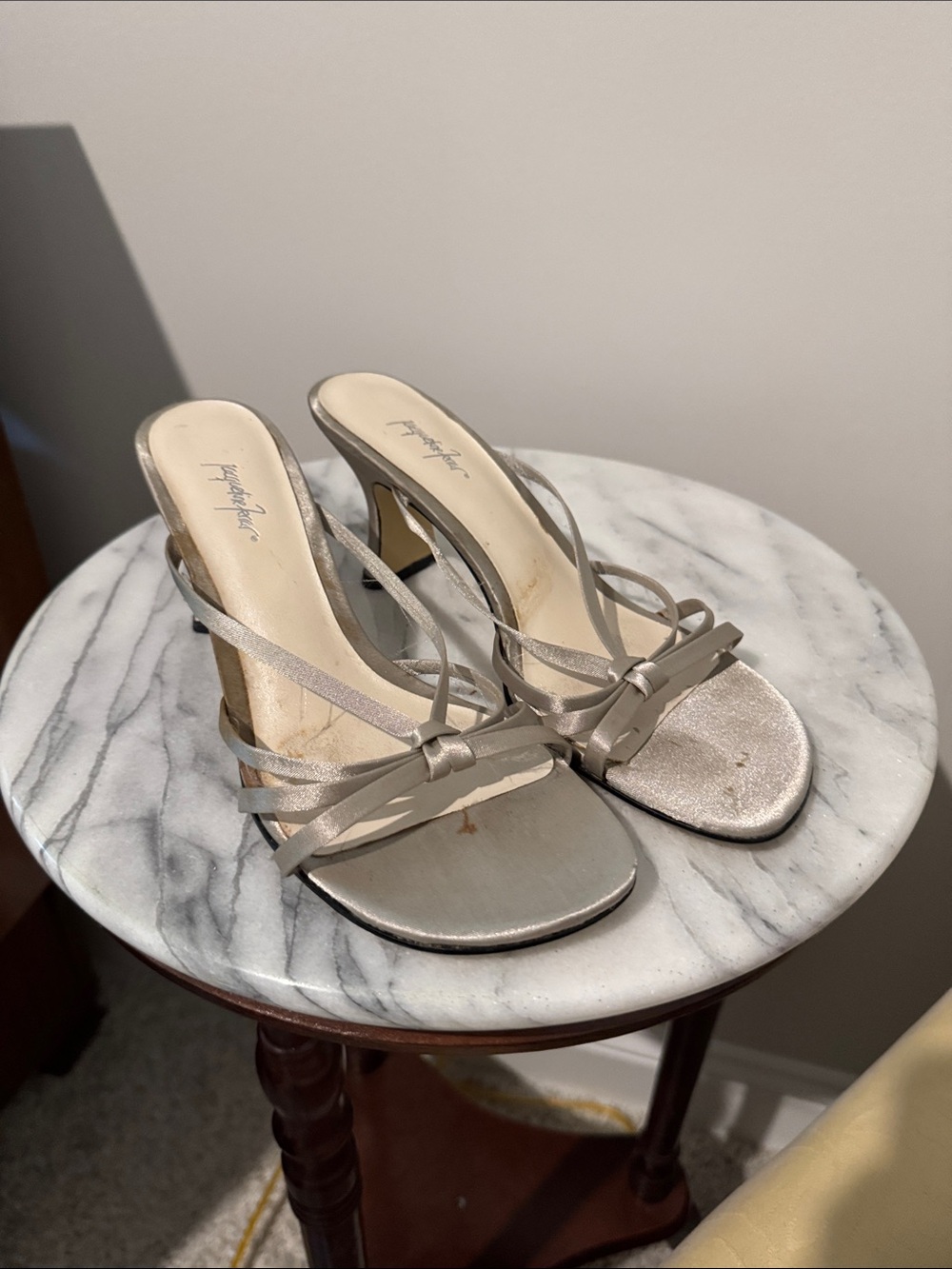 Strappy Metallic Silver Women's Heeled Sandals